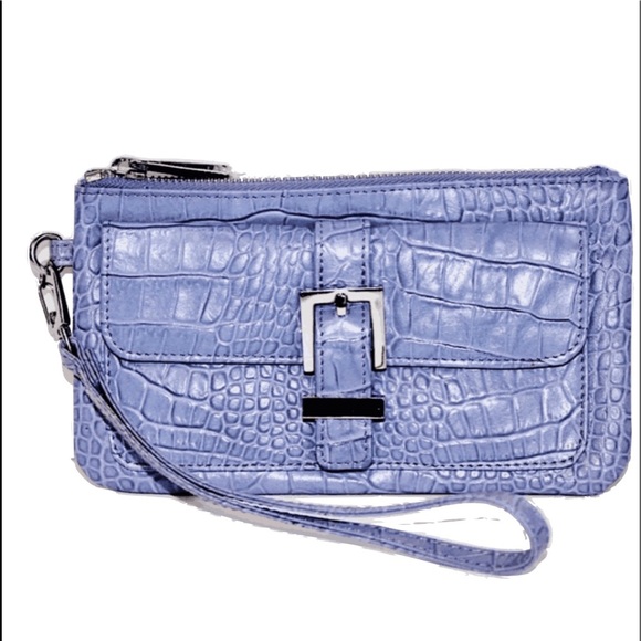 ๐3/20$5/25๐NWOT EXPRESS PURPLE FAUX ALLIGATOR LEATHER WRISTLET CLUTCH - Picture 3 of 16